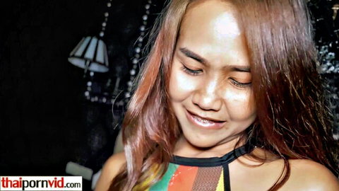 Lily Koh, lovely Thai teen smiling in colorful tube top, amateur vibe