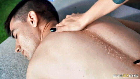 Abigaiil Morris sneaky spa massage on oiled back, Brazzers XXX