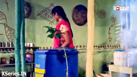 Gorgeous Indian woman in traditional pink attire, emotional scene prelude