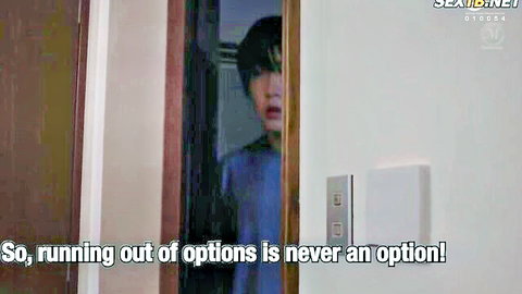 Shocked young Asian man peeking through door in JAV incest roleplay thumbnail