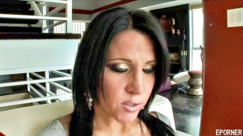 Brunette with glossy parted lips and sultry eyes moaning in ecstasy