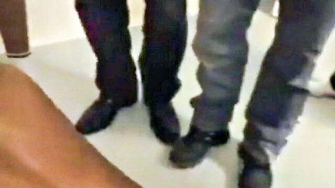 Petite French ebony in gangbang bukkake piss with multiple men