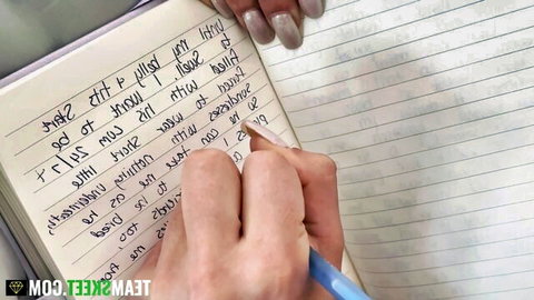 Kelsey writing seductively in her journal