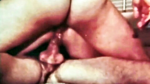 Close-up of hairy pussy stretched by thick cock fucking doggy style