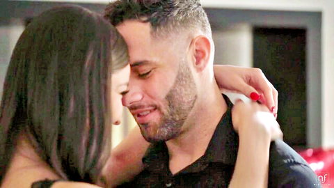 Emily Willis shares passionate embrace and kiss with handsome man