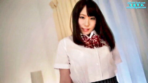Ichika Ayamori in sexy school uniform, smiling playfully