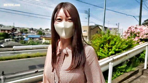 Japanese woman in mask outdoors, FC2 amateur creampie preview