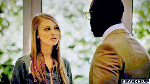 Lily Rader blonde teen confronted by dominant black man in suit