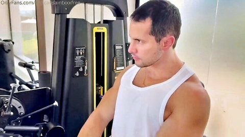 Duncan Saint muscular in white tank top at gym, Steffy Moreno sex scene