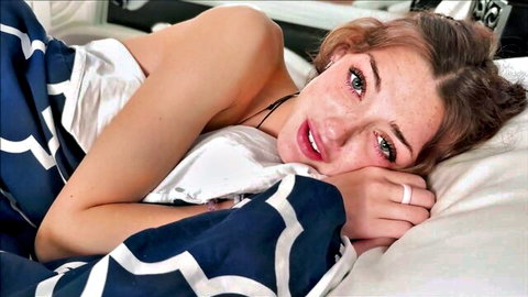 Shrooms Q redhead teen teases in bed POV with Alex Adams