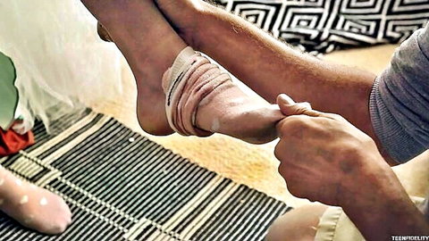 Lexi Lore petite teen foot touched by older man in tutu