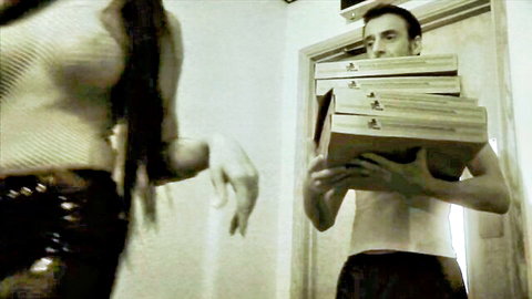 Brunette teen in sexy top seduces shirtless pizza delivery guy for anal