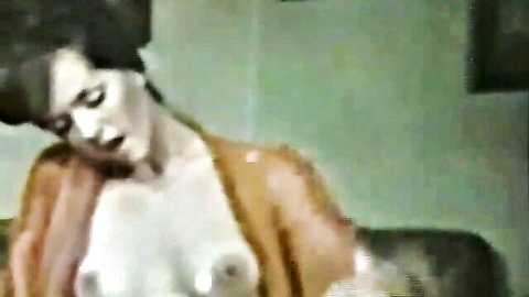 Retro lesbian affair thumbnail: busty brunette exposing breasts in ecstasy, Limited Edition 020