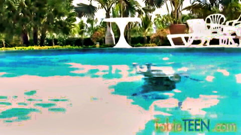 Raunchy vixen teases in erotic solo poolside video