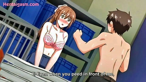 Anime teen with big tits and ass in pink lingerie hentai scene