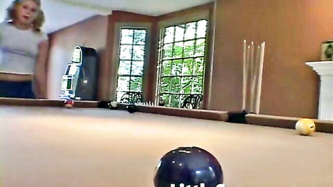 Little Summer teases in solo play near pool table