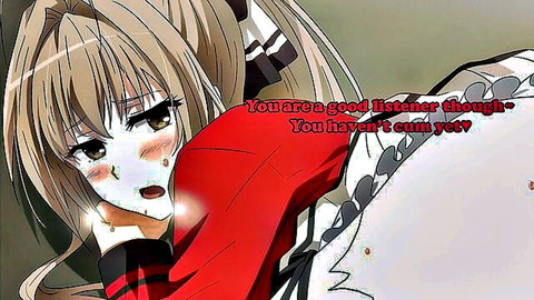 Hentai anime girl with flushed face praises good listener for not cumming yet in JOI edging tease