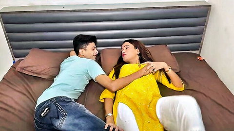 Bull Top 7 seduces busty Indian stepmom in yellow outfit on bed