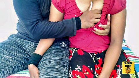 Sexy Nehaa gets tits squeezed by lover in red top tease