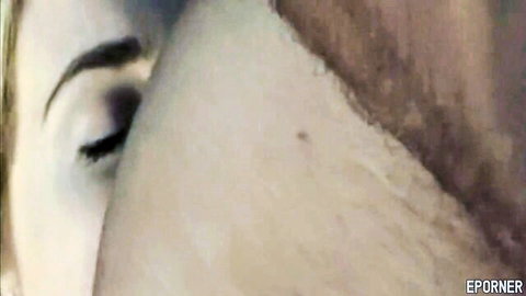 Vintage close-up of hot nude blonde girl with eyes closed