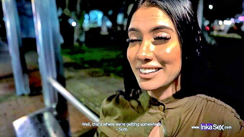 Ambar Prada seductive smile outdoors at night, Inka Sex