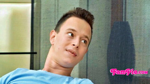 Handsome Asian guy in blue shirt from Fampie threesome with Ladie D & Zazie, 45 chars