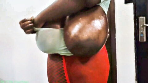 Chanel Lacroix exposes massive black boobs in fetish tease