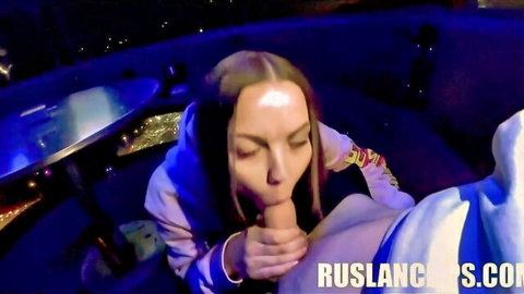 Alexa Mills giving passionate blowjob in hoodie
