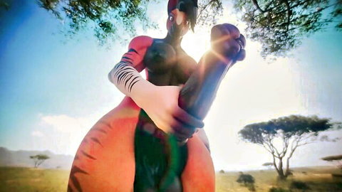 Anthro Nala grips massive futa horse cock in furry explicit scene