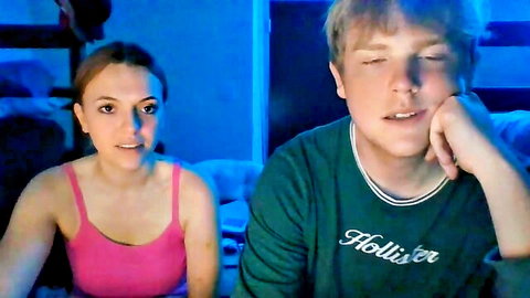 Lilred_69 redhead teen couple with blonde guy in intimate pose