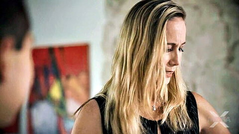Blonde MILF Lilly James as step-mom in intimate black dress scene