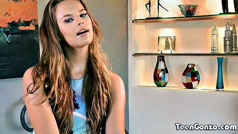 Jillian Janson in sexy blue top, long hair and nice tits preview