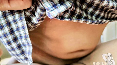 Minokiiko's desi belly exposed in open plaid shirt, hijab sis-in-law tease