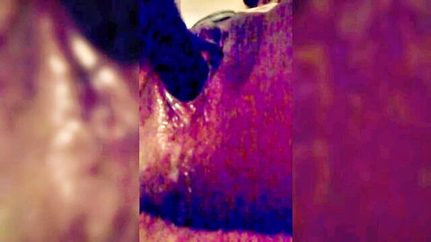 Close-up of cum dripping from juicy milf pussy after creampie