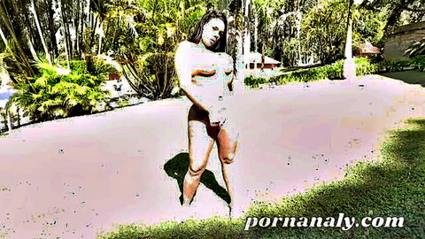 Pamela Santos topless in thong, big ass Brazilian model outdoors