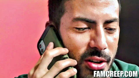 Cesar Rossi surprised on phone expecting stepbrother Scott DeMarco