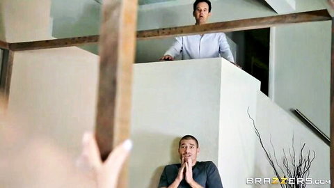 Ryan Conner sneaks up on shocked man in Brazzers Sneaky Mom 3