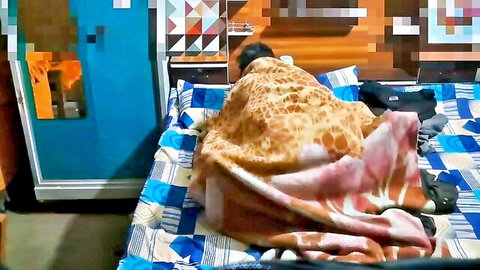 Indian desi step mom under blanket on bed, teasing taboo scene