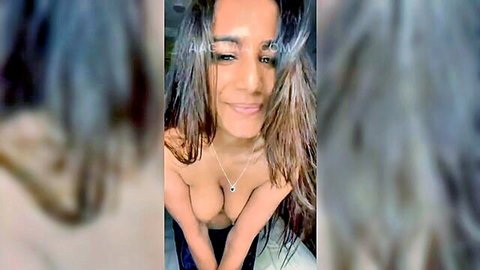 Poonam Pandey topless with necklace, smiling seductively in solo tease