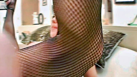 Belladonna in torn fishnet stockings, wild vintage threesome passion