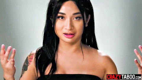 Avery Black Asian MILF with small tits in hot solo masturbation