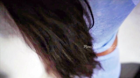 SaniAndLove college girl in blue top with long dark hair, Sri Lankan amateur tease