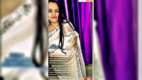 Sexy Indian bhabhi in sheer white saree teasing with curves