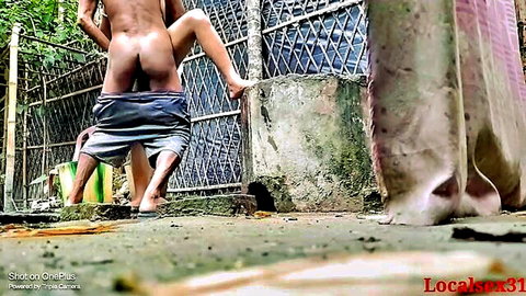 Indian wife outdoor doggy style fuck with exposed ass