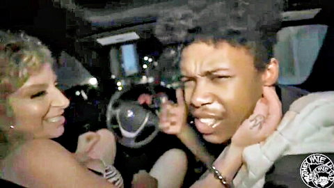 Busty MILF Matessa Nicole teases with Lil D in car, blonde beauty smiling intimately