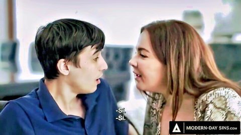 Natasha Nice whispers seductively to nervous Ricky Spanish in close-up tease