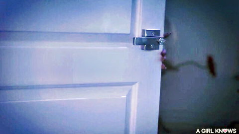 Mysterious door lock tease at lesbian Halloween slumber party
