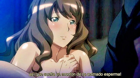 Blushing anime onee-chan with brown hair and blue eyes, nude upper body closeup