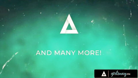 GirlsWay lesbian porn promo screen with triangle logo and many more scenes text
