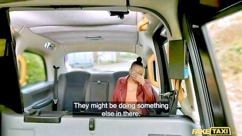 Malia Lenoir shyly covers face in Fake Taxi backseat ride
